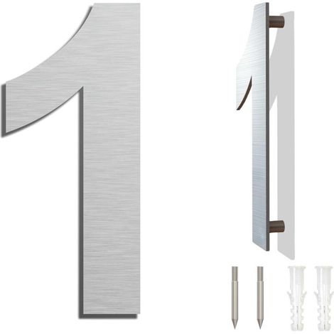 (Numéro 1 Une)Numéro de maison moderne   152 mm de hauteur, fabriqué en acier inoxydable 304 brossé, aspect flottant et facile à installer
