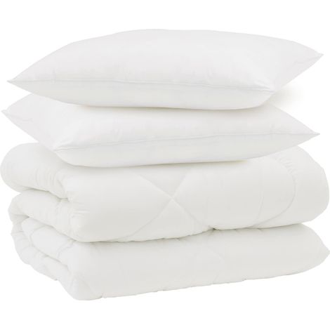 Duvet d'hiver avec oreiller 3 pcs Blanc Microfibre (1/5)