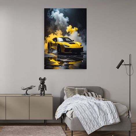 Wandbild Gelber Sportrennwagen 60x90 (1/4)