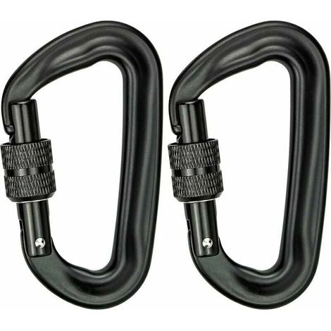 YMYNY 2 Stück Karabinerhaken, robust, 12 kN (1200 kg), Kletterkarabiner, D-Ring-Karabinerhaken, Drehverschluss-Karabinerhaken für Fitnessstudio, Hängematten, Yoga, Schaukel, Camping, Schlüsselanhänger (1/4)