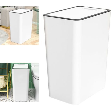 15-Liter-Abfalleimer aus Pressmaterial mit weißem Kunststoffdeckel für Bad und Küche (1/5)