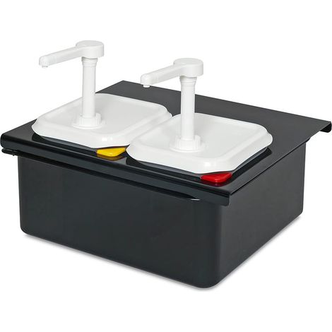 BRB Lot de 2 distributeurs de sauce GN1/6 avec support et bac pour garder au chaud/froid (1/3)