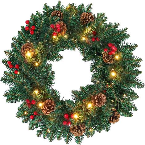 Couronne De Noël Extérieur Décorations Saisonnières Artificielles Décorations De Couronne Pour Fêtes Porte D'Entrée Extérieur Intérieur Mur Fenêtre Cheminée Entrée Jardin (1/5)