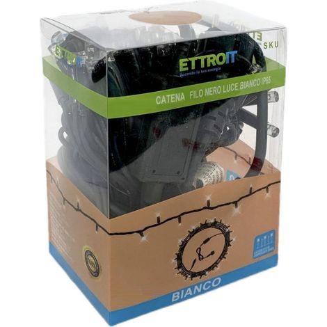 ETTROIT Catena Luminosa 100 LED, 10Mt, Luce Giallo, Cavo Nero, IP65, Prolungabile, Effetto Flash Bianco, ghirlanda nataliza, negozi, balcone (1/3)