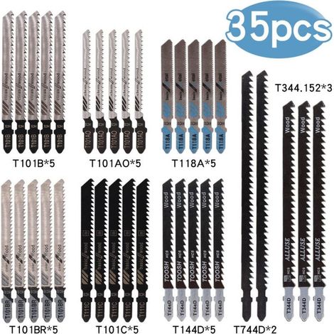 Lot de 35 lames de scie sauteuse en carbone lourd - Durables, haute précision, pour bois, plastique et métal, dents moyennes, outil indispensable pour bricoleurs et pros de la menuiserie