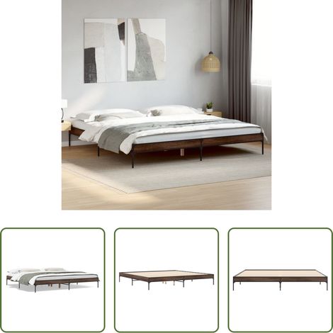 Lit chêne marron -  Cadre de lit sans matelas chêne marron 200x200 cm (1/5)