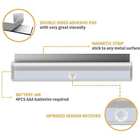 Lampe LED télécommandée pour armoire, veilleuse LED sans fil à piles, lampe à minuterie pour escalier et armoire, à coller partout (blanc chaud) (1/5)