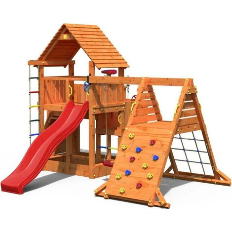 Fungoo BIG LEADER SPIDER RED casetta due altalene scivolo e arrampicata
