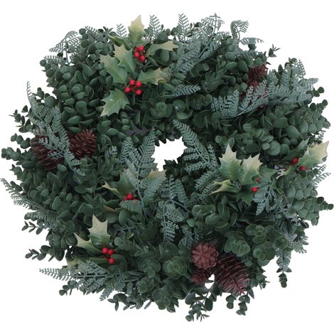 Ghirlanda decorativa artificiale con 4 portacandele 45 cm in polietilene verde 040009158