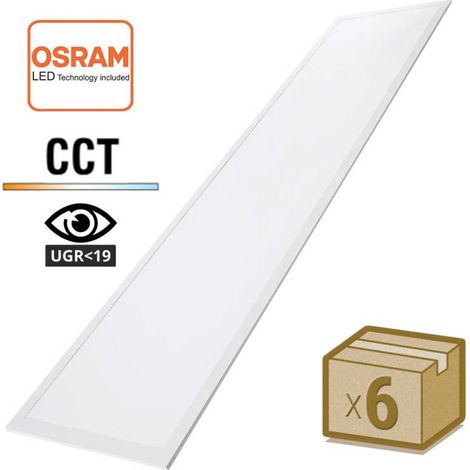 Pack 6 x Paneles LED 48W-40W-36W-24W, 30x120cm, 4CCT, UGR19, 3000-4000-6000K