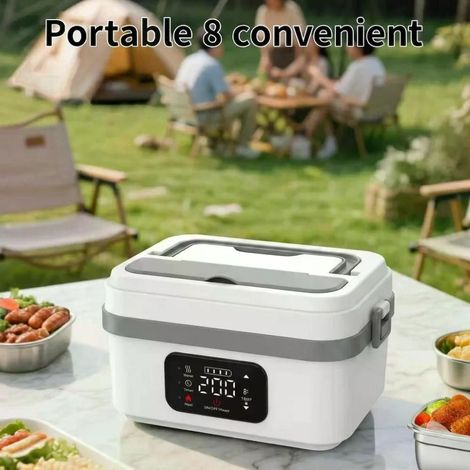 Boîte-repas électrique portable sans fil rechargeable avec 4 x 4000 mAh batteries, autoschauffage, pour travail et voyages (1/5)