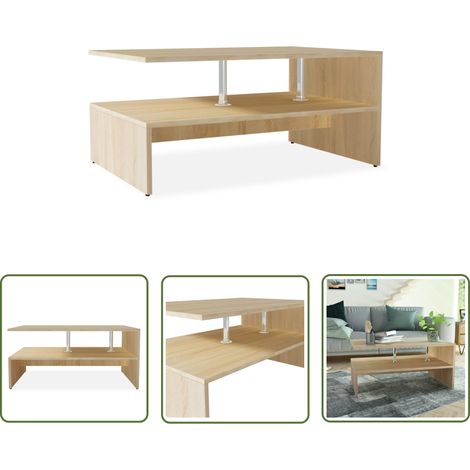 The Living Store Couchtisch Holzwerkstoff 90x59x42 cm Eiche - Moderner Couchtisch - Holzwerkstoff Tisch - Esszimmertisch - Wohnzimmereinrichtung - Sideboard (1/5)
