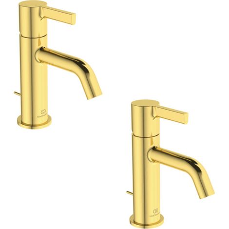 Lot de deux mitigeurs lavabo IDEAL STANDARD Joy avec tirette Or