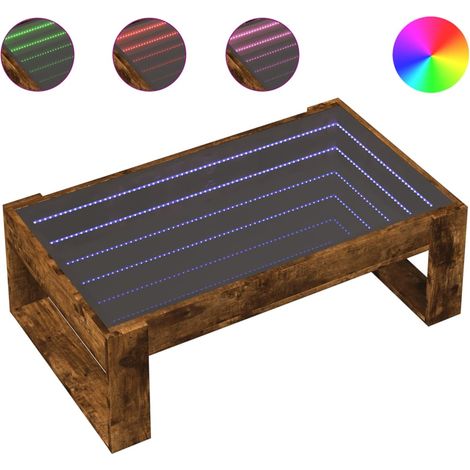 Maison Exclusive - Couchtisch mit Infinity-LED Räuchereiche 90x53