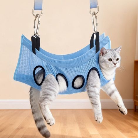 Hamac de toilettage pour chien et chat à 8 trous – Pour coupe griffes, nettoyage oreilles et soins dentaires, adapté aux petites, moyennes et grandes races (1/5)