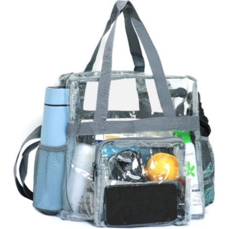 Sac fourre-tout transparent en PVC, portable et léger, idéal pour les voyages et le shopping. Imperméable. (1/3)