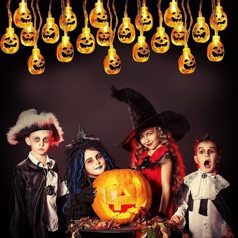 (3m LED) Kürbis-Lichterkette, 20 LEDs, ideal für Weihnachten, Halloween und Horrorpartys, batteriebetrieben. (1/5)
