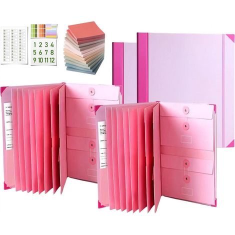 Si muero, un organizador de carpetas, archivador, compatible con carpetas faltantes, organizador de documentos importantes, adecuado para el hogar, la oficina y la escuela (rosa x2 + 12 notas adhesiva