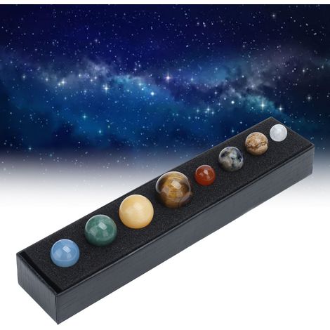Figura decorativa de cristal con 8 planetas para la oficina, Colección Planetas Galácticos, meditación y limpieza energética, armonía del aura, con 8 planetas de cristal y caja de almacenamiento. Dime (1/5)