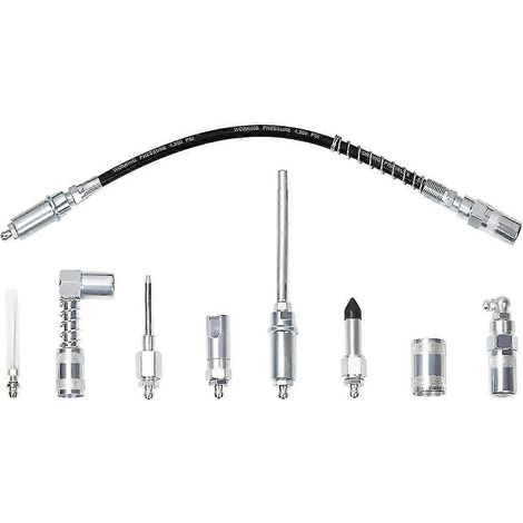 Kit de graissage complet avec embouts pour outils, raccords de graissage à connexion rapide (9 pièces) et accessoires de lubrification. (1/5)