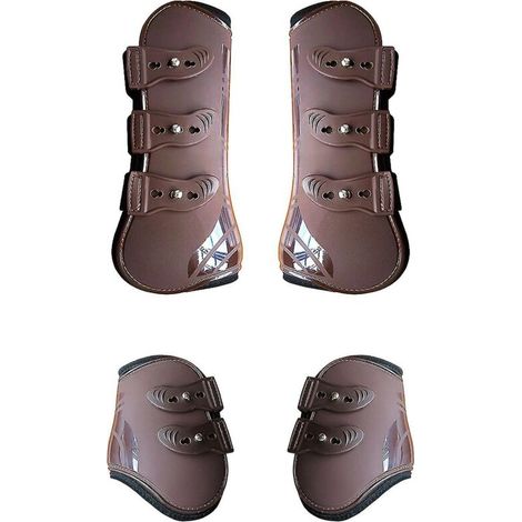 Braune Trainingsgamaschen für Pferde (4er-Set) – Strapazierfähig und schweißabsorbierend – Reitausrüstung für die Dressur (1/5)
