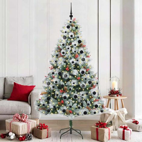 vidaXL Albero di Natale artificiale Verde e bianco 210 cm