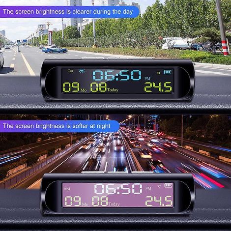 Reloj electrónico solar para coche con USB, sistema de alarma para monitorizar la presión de los neumáticos sin accesorios y la temperatura de los neumáticos. (1/5)