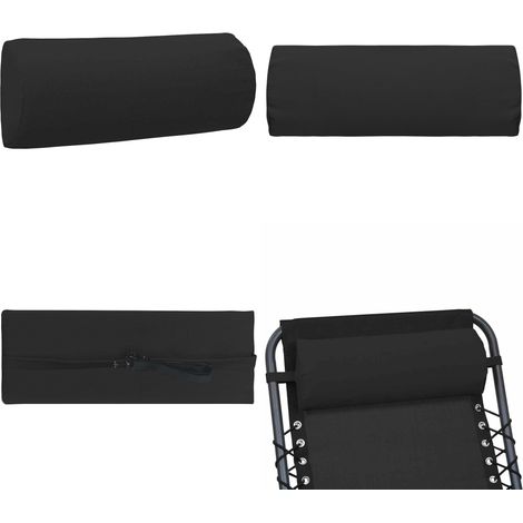 Appui-tête de chaise longue Noir 40x7,5x15 cm Textilène - Coussin Chaise Longue - Appui Tête Chaise Longue - Textile - Extérieur - Jardin - Home & Living (1/5)