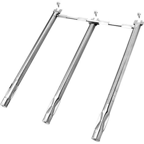 Lot de 3 brûleurs à gaz en acier inoxydable 304 de rechange pour barbecues à gaz Weber série 300 et II série 300 avec commande frontale (2013-actuel), ensemble de 3 pièces avec tube croisé