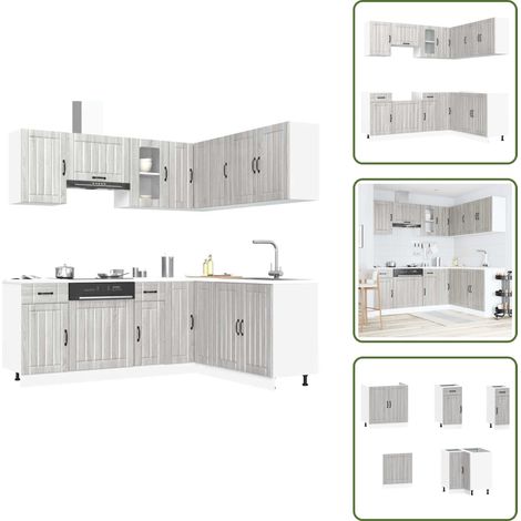 vidaXL 11-tlg. Küchenschrank-Set Lucca Grau Sonoma Holzwerkstoff (1/5)