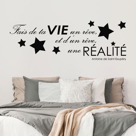Sticker Mural - Citation Fais de ta vie un rêve - 357x1050 cm - Noir (1/3)