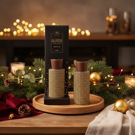 Diffusore di essenza Aurea Strass profumatore per ambienti, decorazione natalizia -120 ml / Vaniglia e Fico Dorato (1/5)