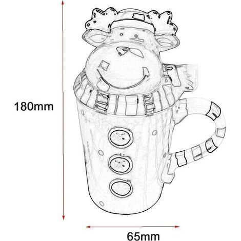 Weihnachtlicher Keramikbecher mit 3D-Elchmotiv, Cartoon-Weihnachtsbecher, Kaffee- und Teetasse, kreativer Tiermotivbecher (1/5)