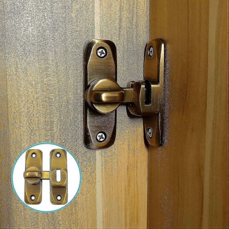 Loquet de porte coulissante à 90° - Petite serrure vintage compatible avec les portes intérieures à double vantail de chambre et de cuisine (1/5)