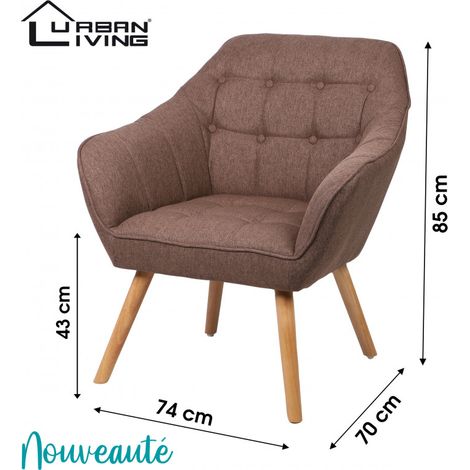 Fauteuil OLY tissu et bois - Taupe - L 74 x P 70 x H 85 cm - Livraison gratuite