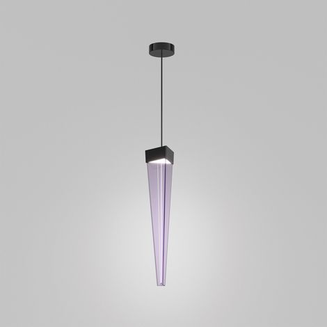 Stalactite Lampe À Suspension Led 12W 2700K Couleur Améthyste Avec Structure En Nickel Noir Poli, Design Moderne Et Scénographique, Hauteur Réglable (1/2)