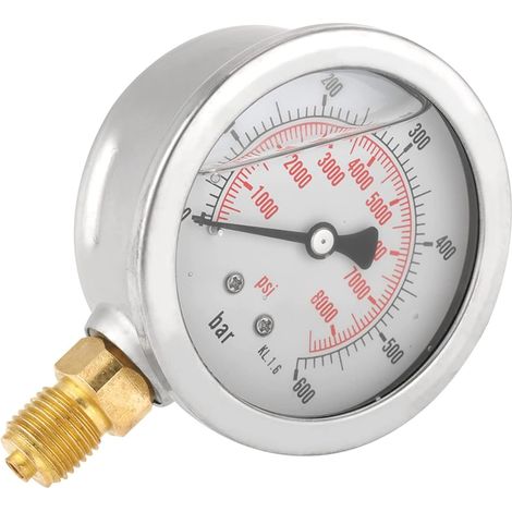 0-600Bar G 1/4" 63mm Dial Hydraulic Pressure Gauge Meter Pressure Gauge 300 Bar Hydraulic Water Measuring Tool (1/5)