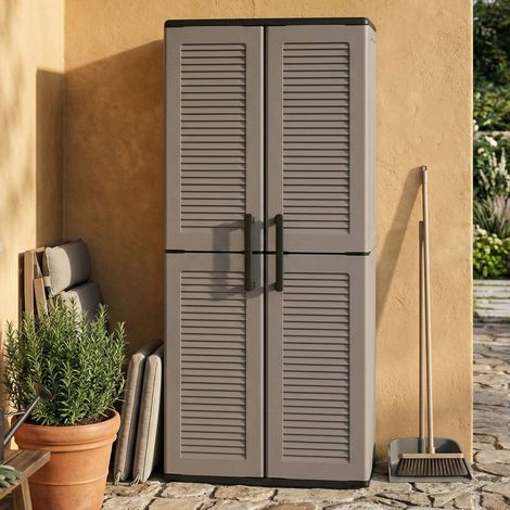 Dmora Armario exterior o interior, 2 puertas y 3 estantes de polipropileno ajustables, 100% Made in Italy, 68x37h163 cm, color gris, con embalaje reforzado (1/4)