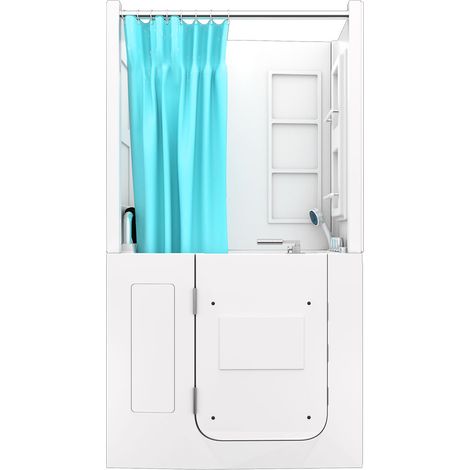 Seniorendusche und Kombination Wanne mit Whirlpool S08D-WP-TH-B-L 110x68x205cm (1/5)