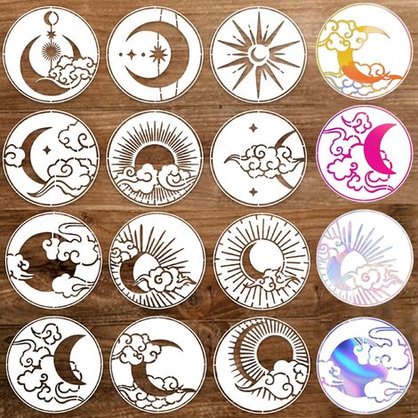 12 Pièces Pochoirs pour Peinture, Pochoir Peinture Réutilisable, Pochoir Enfant de Ciel Étoilé Pochoir Peinture Murale Bricolage Stencil Ajourée Pochoir Scrapbooking pour Peinture Wall Album (1/5)