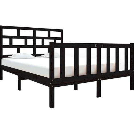 Maison Exclusive - Massivholzbett Schwarz Kiefer 135x190 cm (1/5)