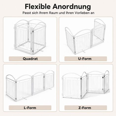 Pliable et configurable : barrière pour chiens à 4 panneaux, porte et charnières à 360°, 240 x 81 cm, intérieur et extérieur (1/5)