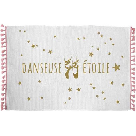 Tapis Enfant "Danseuse Étoile" 50x80cm Blanc