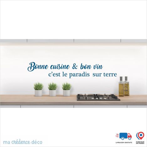 Crédence : Bonne cuisine et bon vin 1 - Couleur Bleu signal - Alu composite - 120 - 60 (1/3)