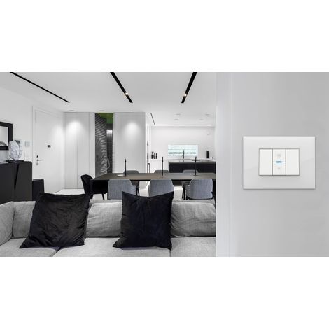 VIMAR 19595.B Arké dimmer WiFi per lampade ad incandescenza e LED, trasformatori elettronici, compatibile con assistenti vocali, standard Bluetooth e Zigbee, funzionamento dimmer off, LED RGB, bianco (1/3)