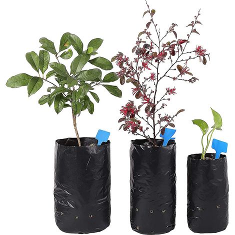 Lot de 100 sacs de plantation respirants 24x31cm - Pots en tissu noir anti-racines - Idéal pour fruits, légumes et fleurs - Favorise la croissance