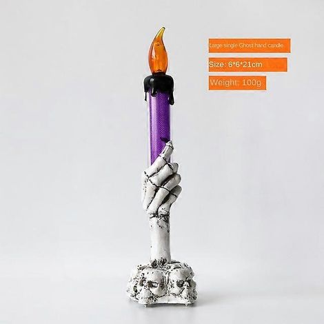 Bougies LED d'Halloween colorées, bougeoirs, décoration de table, squelette et fantôme, 3 pièces, grande taille violette (1/5)