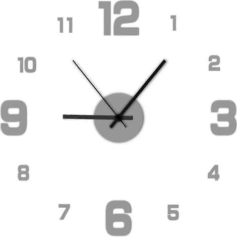 Horloge murale moderne sans cadre à monter soi-même, grands chiffres 3D, pour la décoration de la maison ou du bureau, style artistique argenté (1/5)