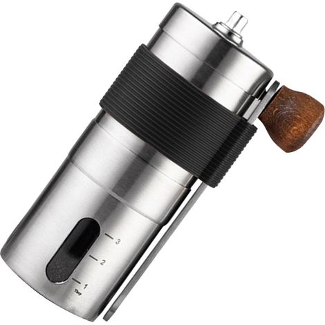 Moulin à café manuel, taille de mouture réglable, en acier inoxydable, pour usage domestique. (1/5)
