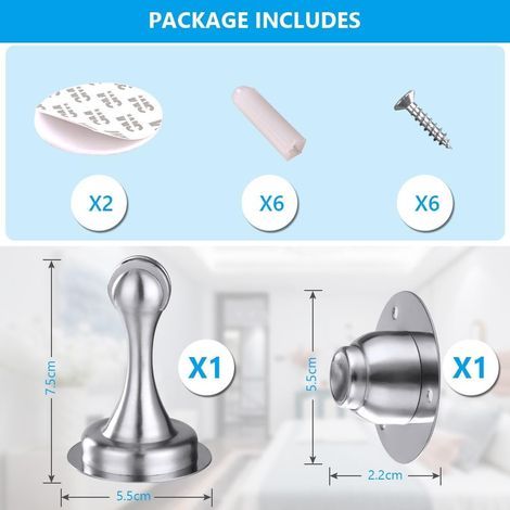 Butée de porte magnétique avec loquet auto-adhésif 3M - Lot de 1 pour intérieur (1/5)